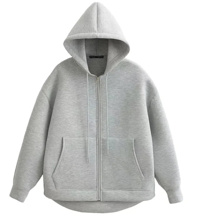 Winter Zipper High Street Double Pocket Oversized Loose Sweater - # BOAA13510008