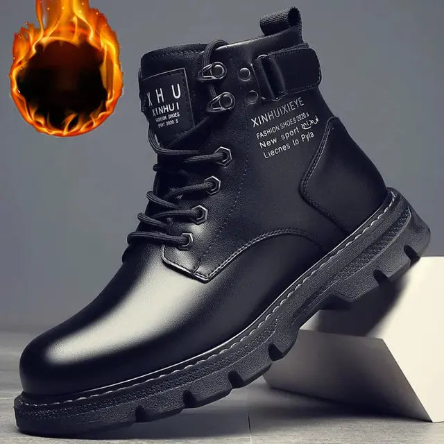 Leather Shoes High Top Fashion Winter Boots - # GIAA73410004