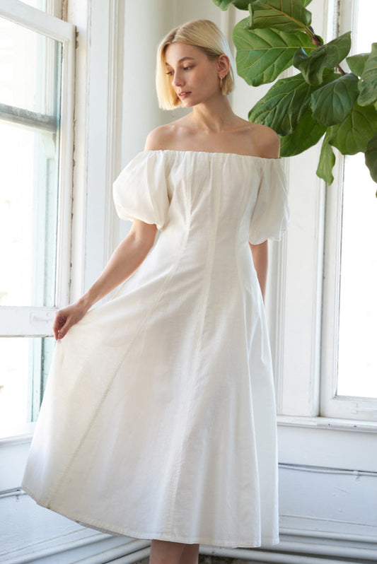 PROTECTING MY PEACE WOVEN MIDI DRESS