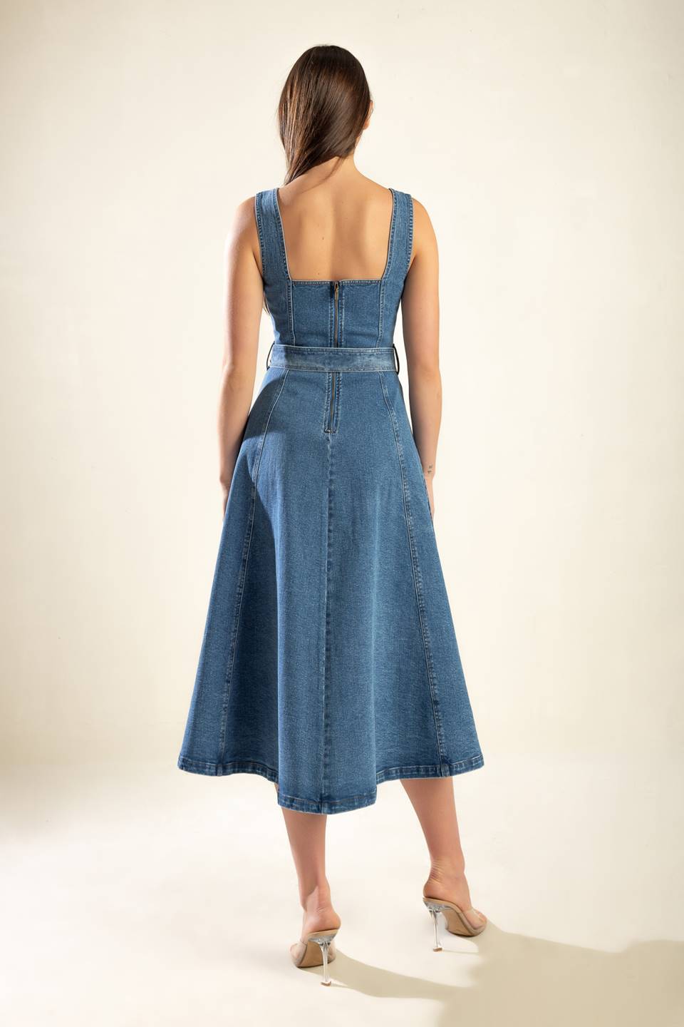 PRETTIEST BEHAVIOR DENIM MIDI DRESS