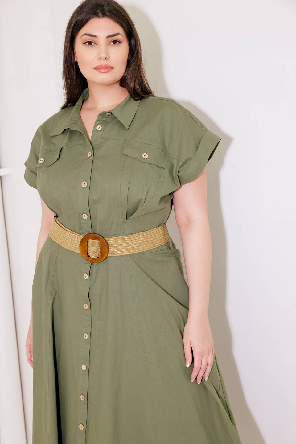 BUILD MY EMPIRE OLIVE WOVEN MIDI DRESS