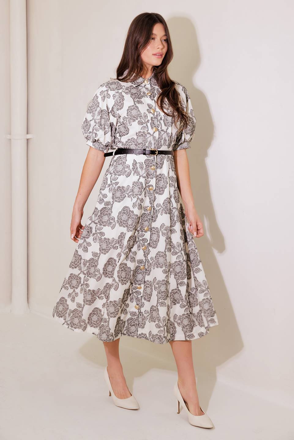 TIME AFTER TIME WOVEN MIDI DRESS