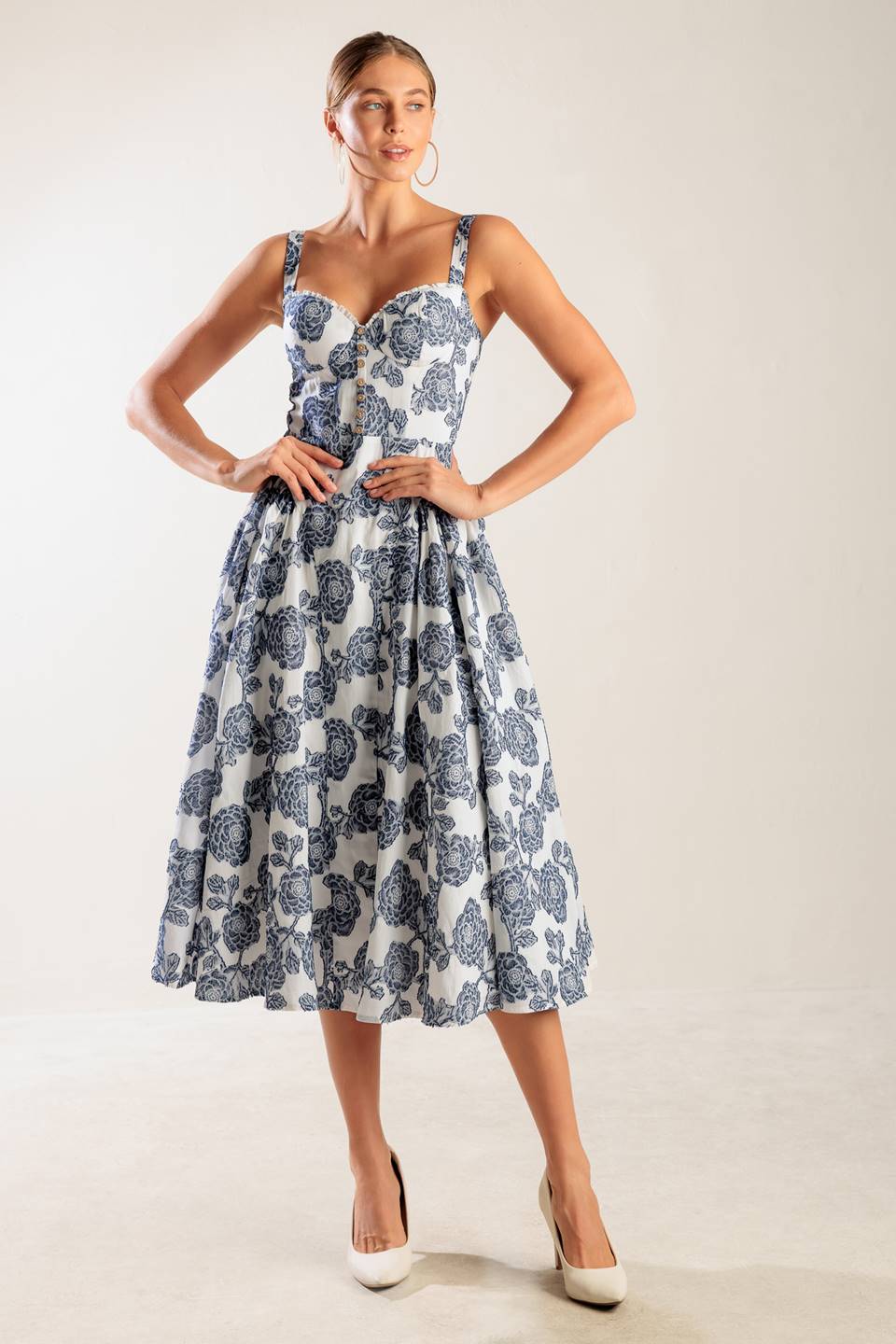 EXPLORING NEW INTERESTS WOVEN MIDI DRESS