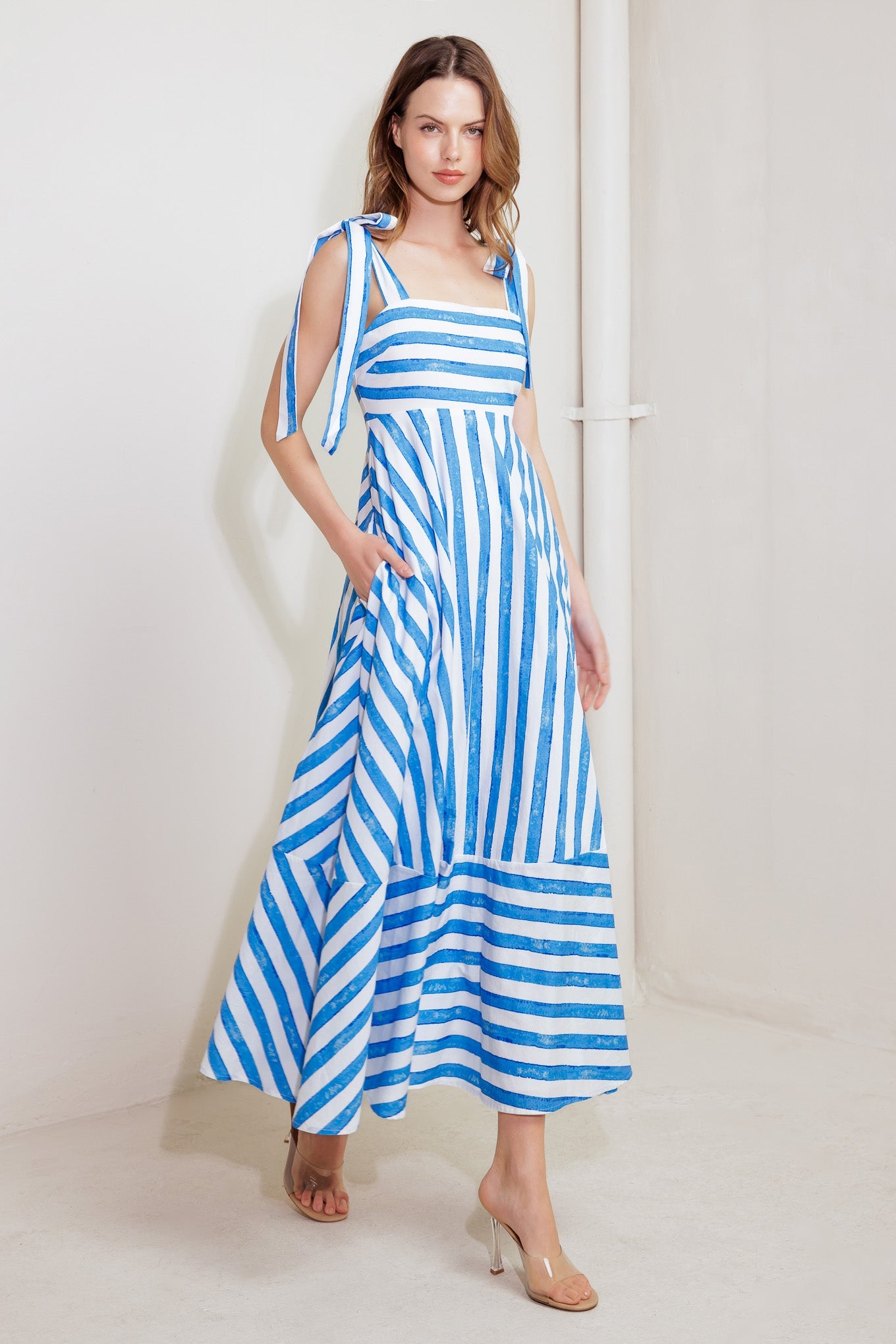 OCEAN BREEZE WOVEN MIDI DRESS