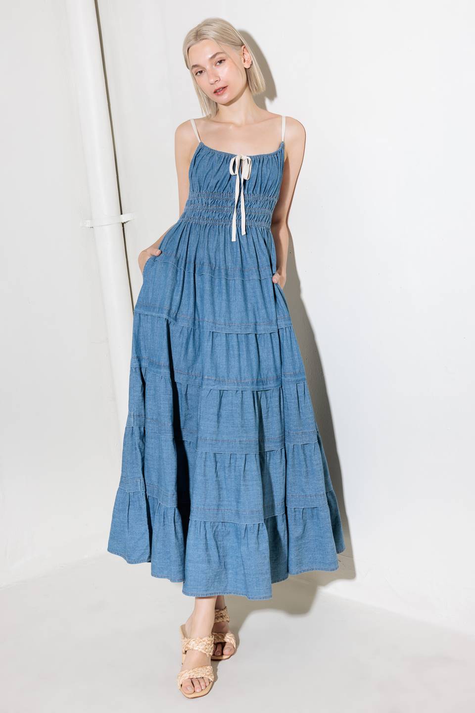 ETERNAL DESIRE DENIM MIDI DRESS