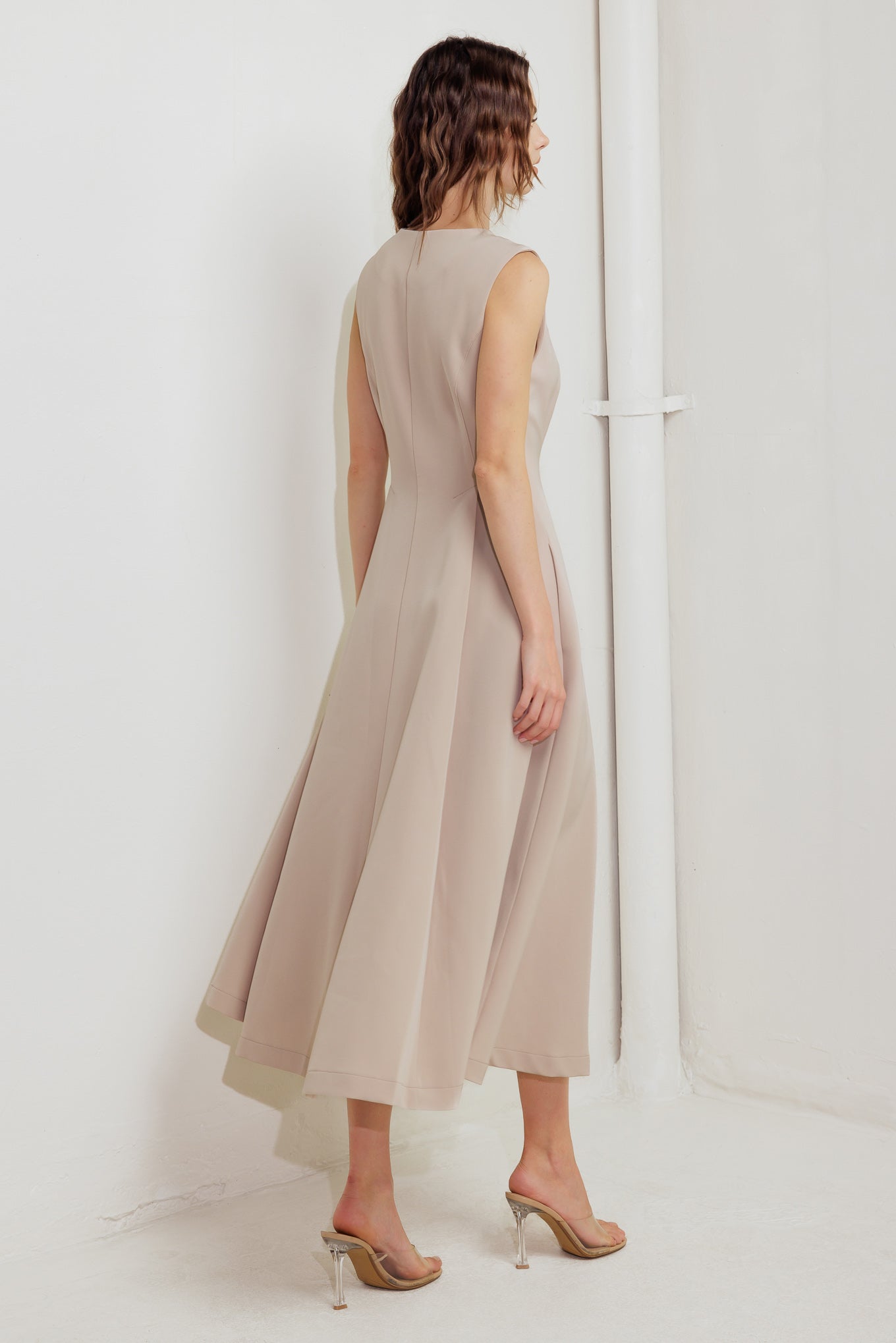 ZIP & FLOW WOVEN MIDI DRESS