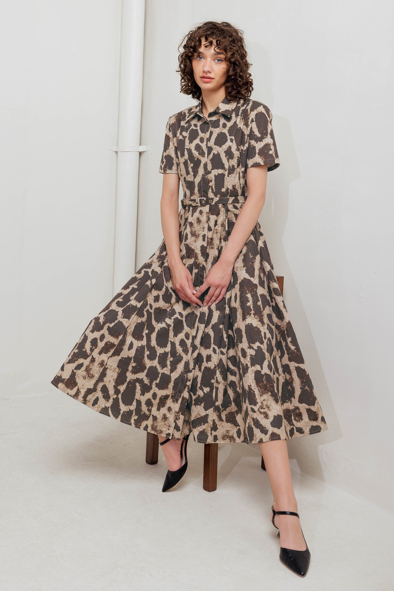 TAME GIRAFFE WOVEN MIDI DRESS