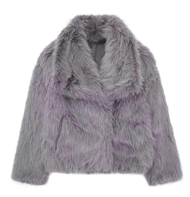 Girls and Women's Plush Lapel Winter Coat - # GIAA22310002