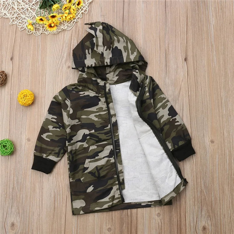 Camouflage Dinosaur Hooded Jacket for Boys - # BOAA111010002