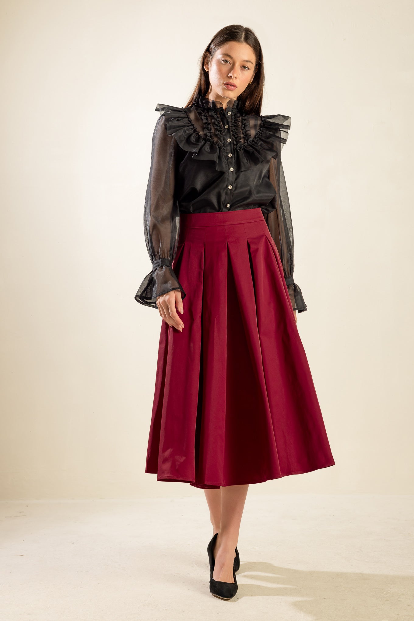 DANCE WITH DESTINY WOVEN MIDI SKIRT