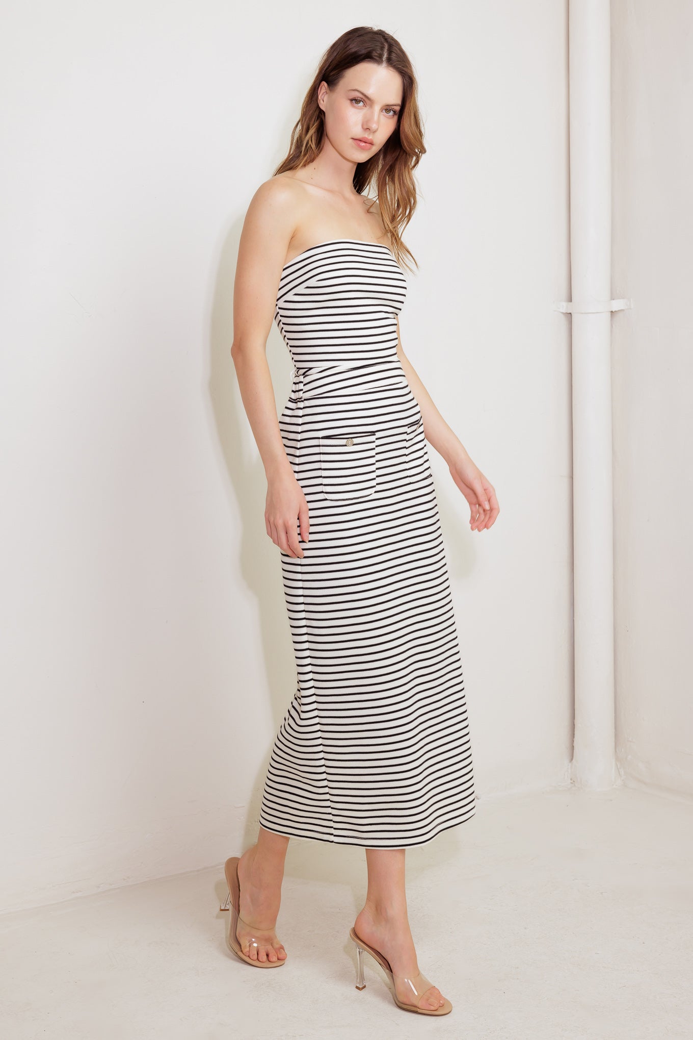 WINDING PATH STRIPED WOVEN SKIRT