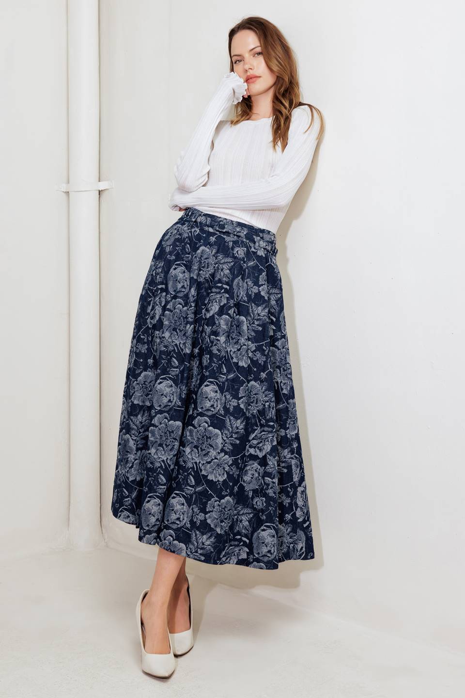 URBAN MUSE JACQUARD DENIM SKIRT
