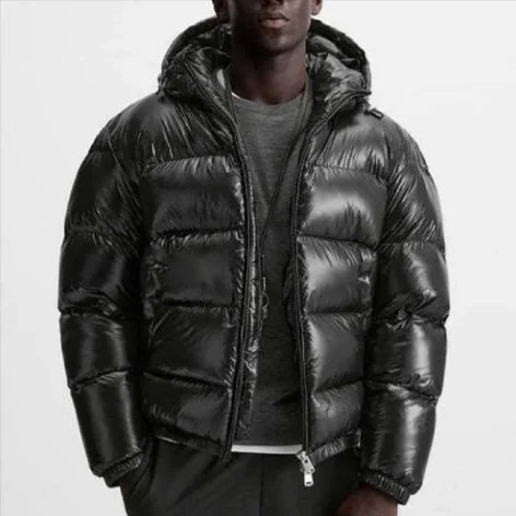 Black Down Hooded Short Coat – Warm and comfortable - # BOAA13210012