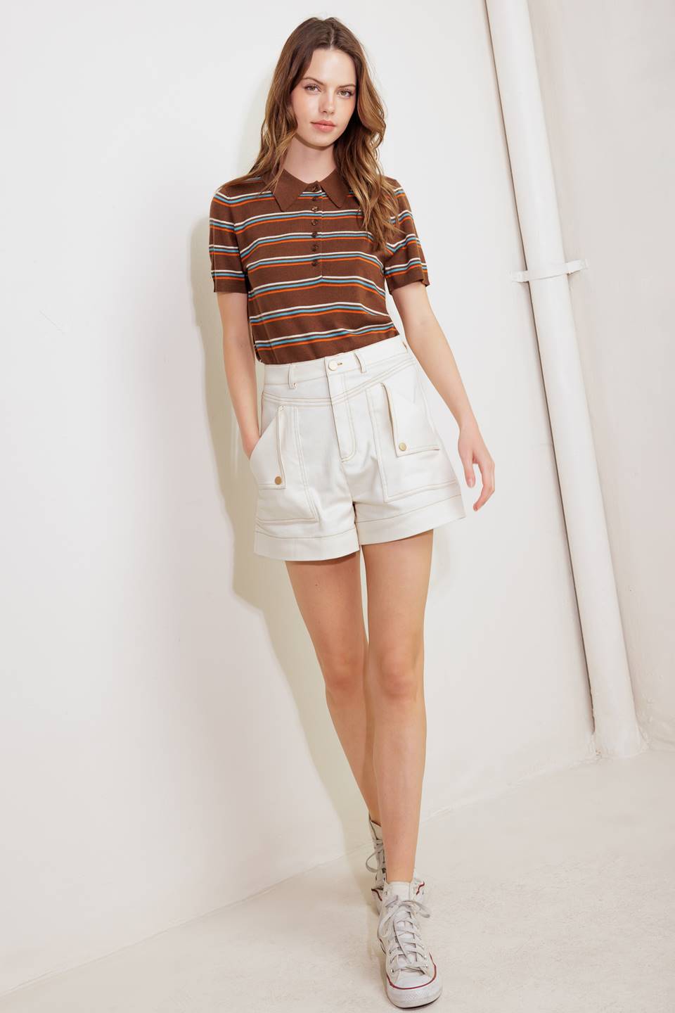 SIMPLY MINE CREAM WOVEN SHORT