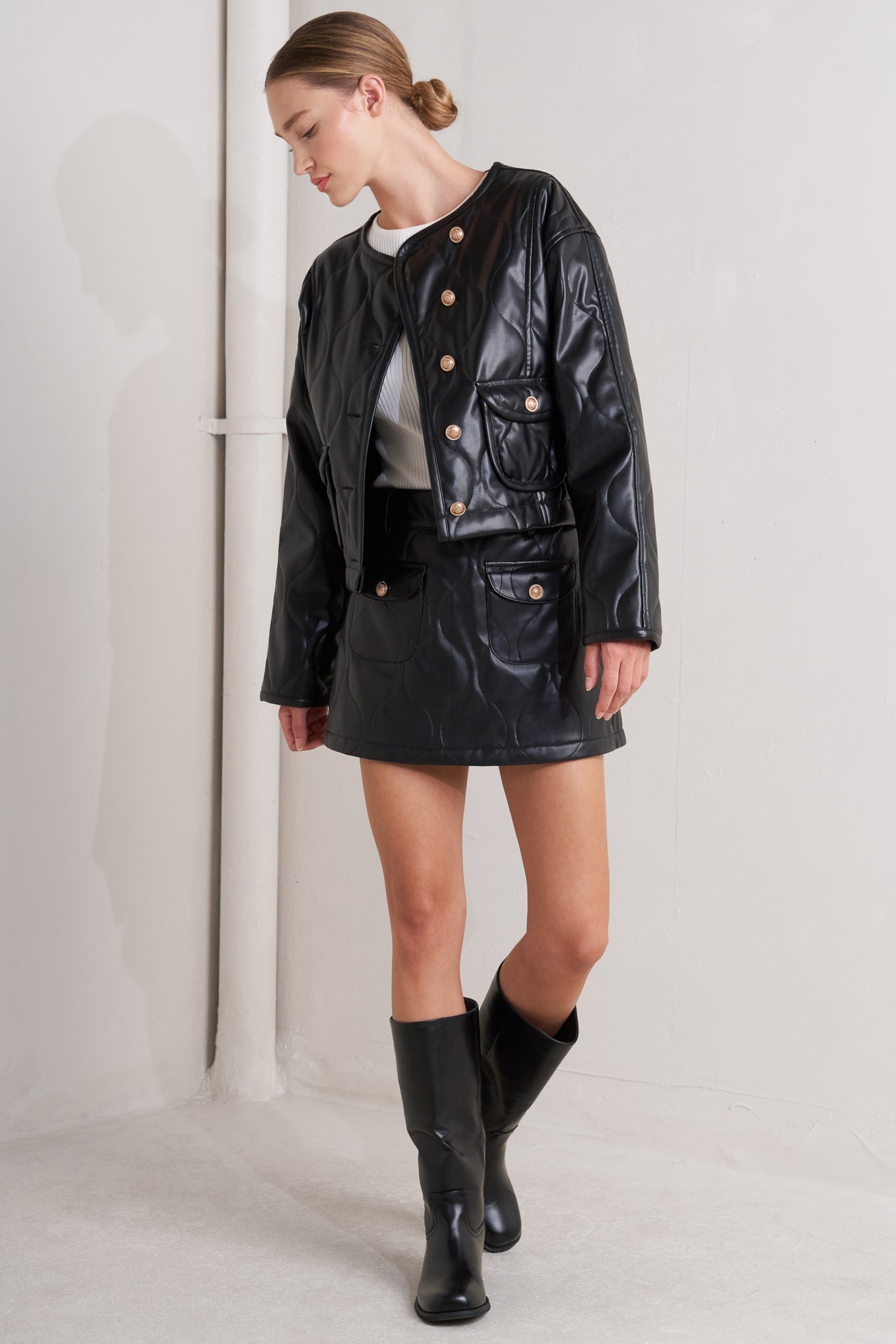 MOTO CHIC FAUX LEATHER SKORT
