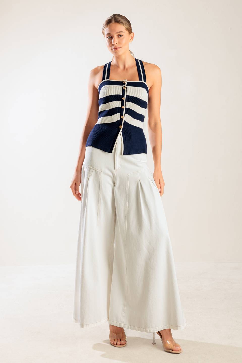 SHINE BRIGHT NAVY KNIT TOP