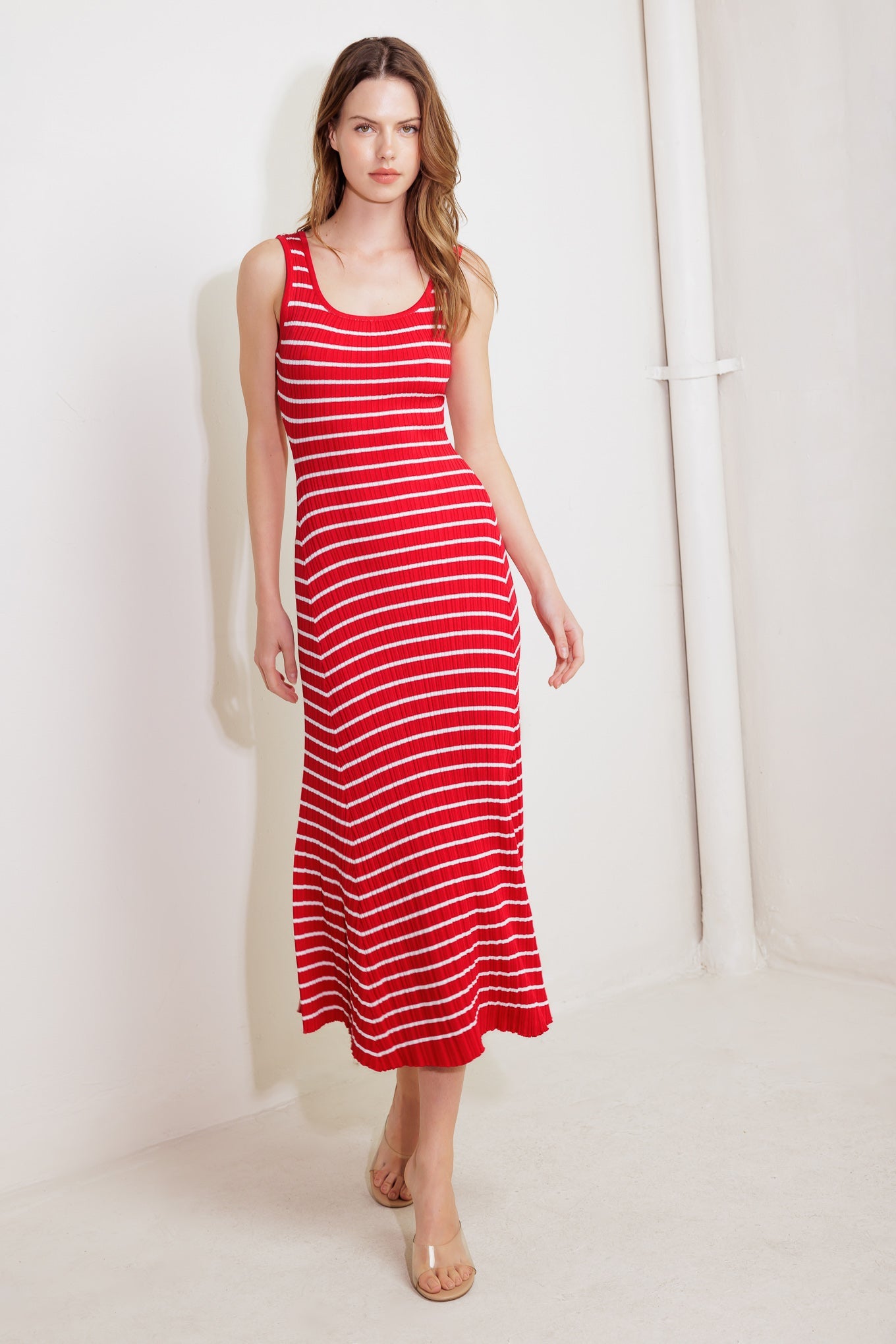 SOFT SIDE OF RED KNIT MIDI DRESS