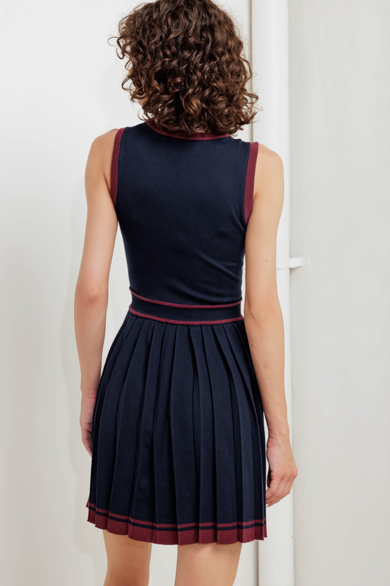 BERRY STRIPE SWEATER MINI DRESS