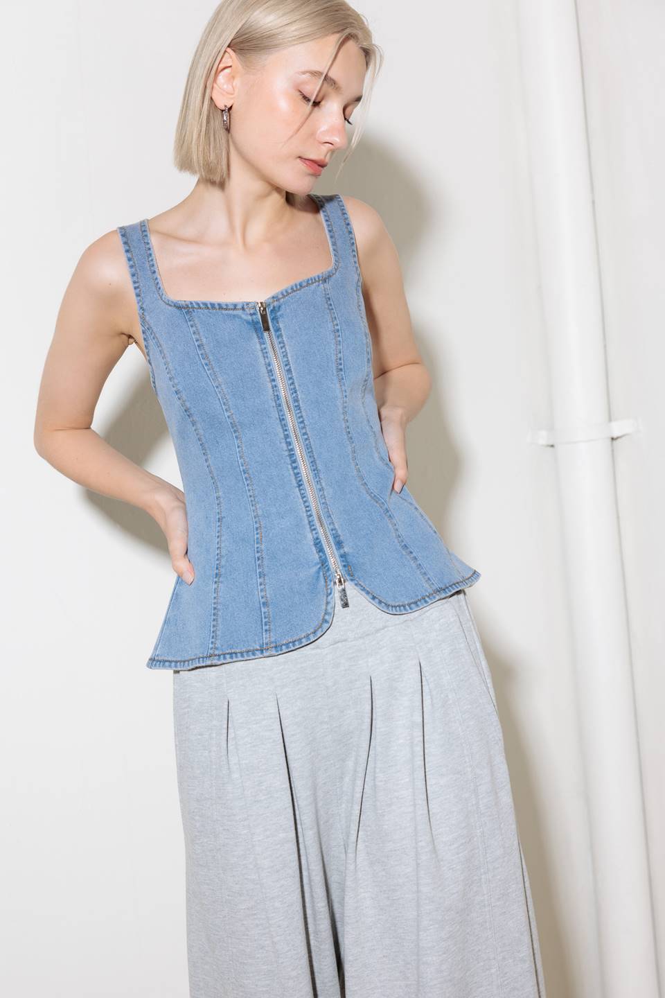 ALMOST ANGELIC LIGHT INDIGO DENIM TOP