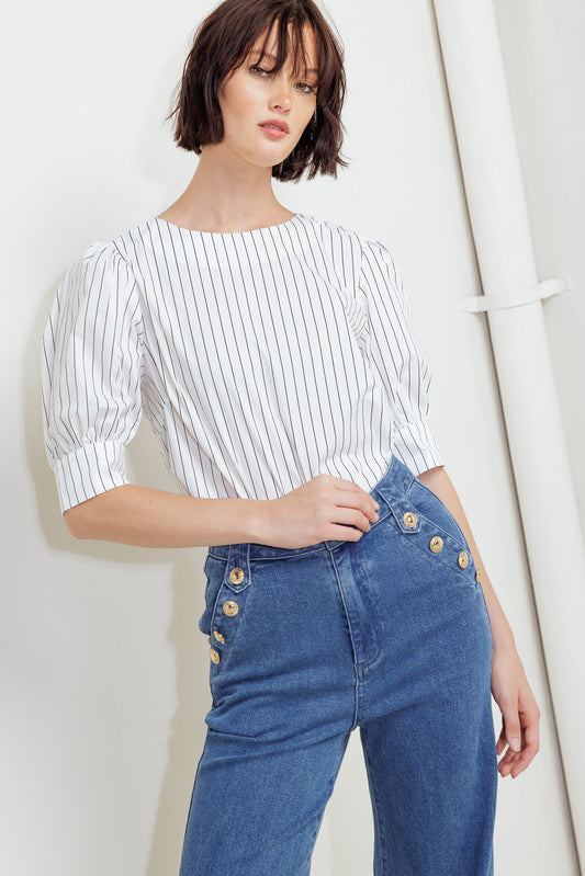 COCOON HOUR WHITE WOVEN TOP