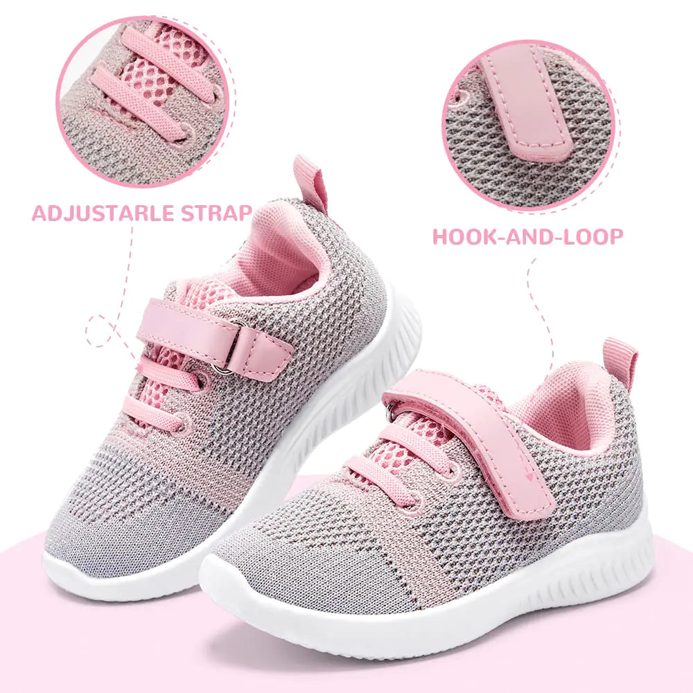 nerteo Toddler/Little Kid Boys Girls Shoes Running/Walking Sports Sneakers 1 Little Kid Light Grey/Pink - # GIAA71710002