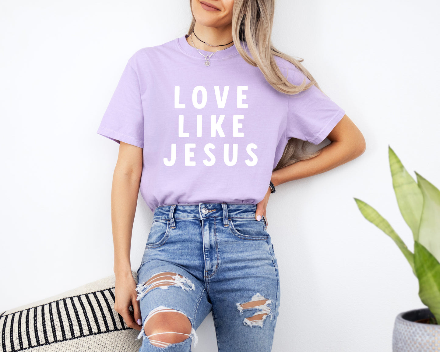 Love Like Jesus Garment Dyed Christian T Shirt (big design)