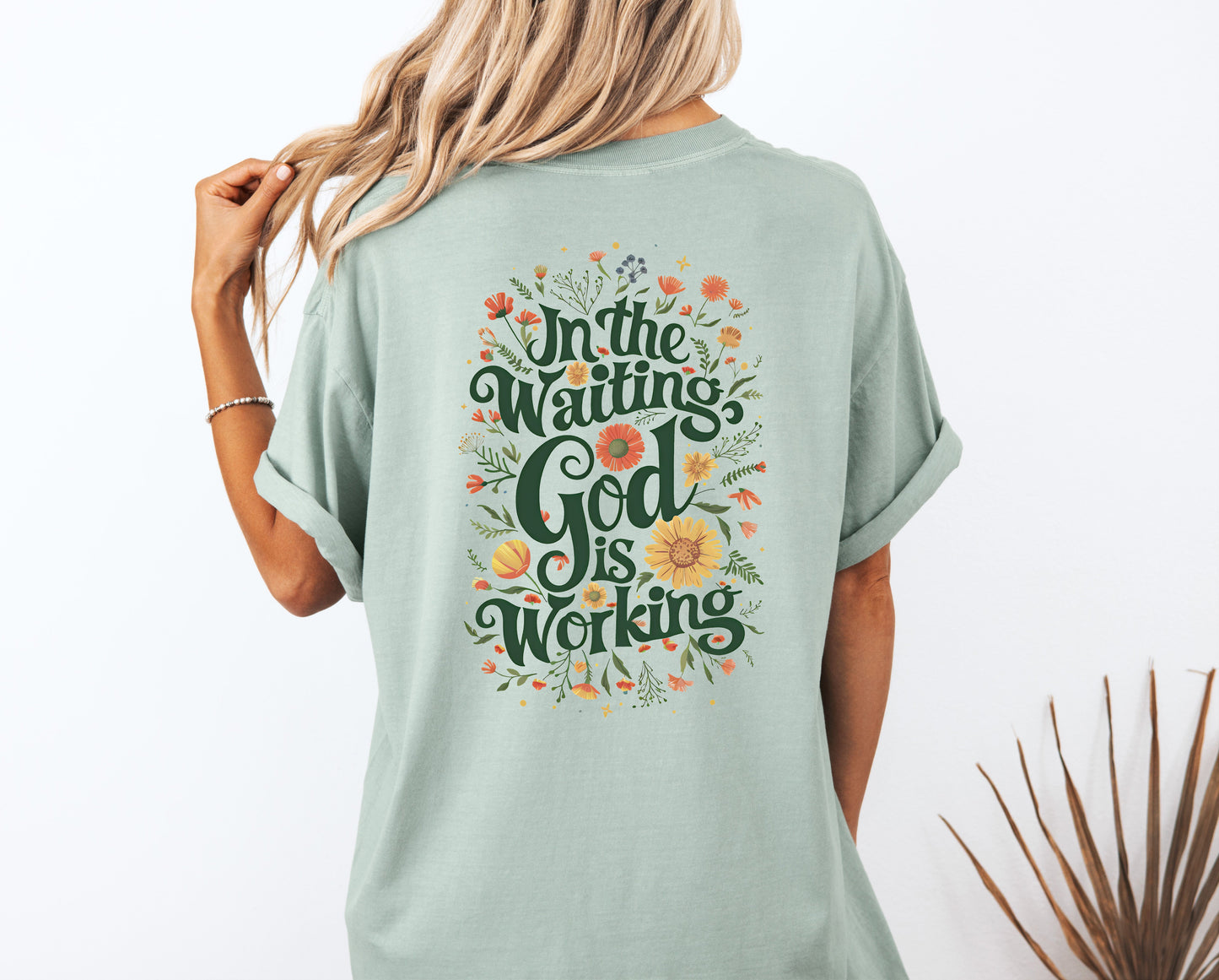 In the waiting God is working Christian Comfort Colors Garment Dyed T Shirt