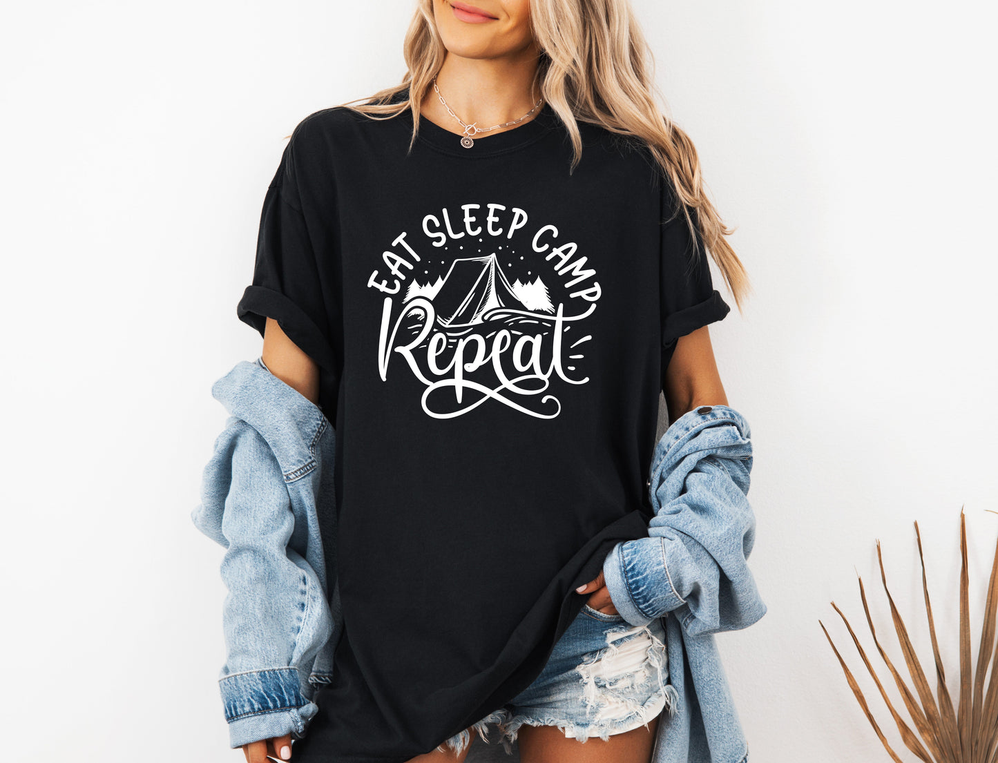 Camping Hiking Mountain Nature Garment Dyed T Shirt