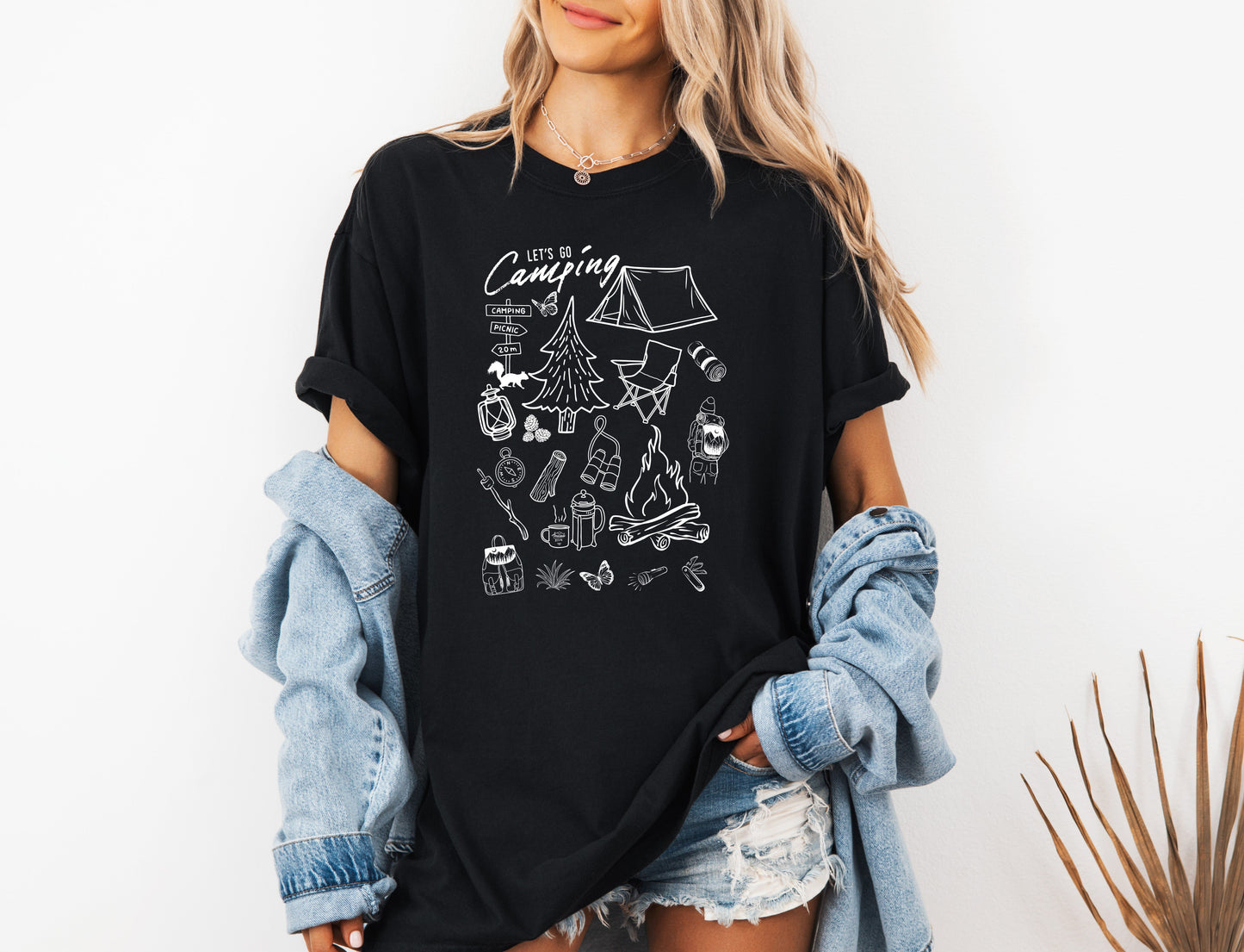 Camping Sketch Nature Camping Hiking Garment Dyed Shirt