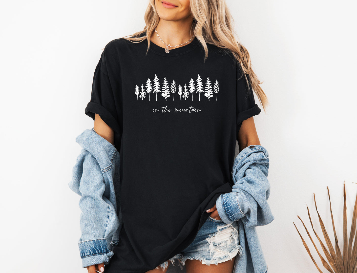 On the mountain Tree Botanical Plant Nature Camping Adventure Garment Dyed T Shirt