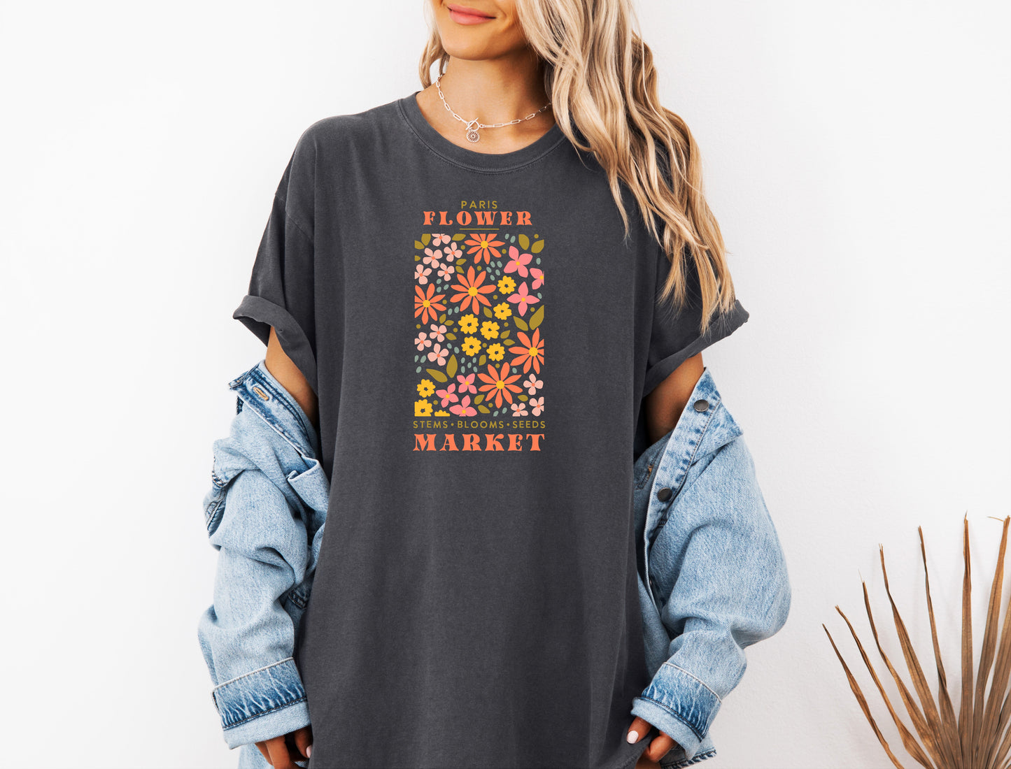 Flower Market Nature botanical Garment Dyed T Shirt