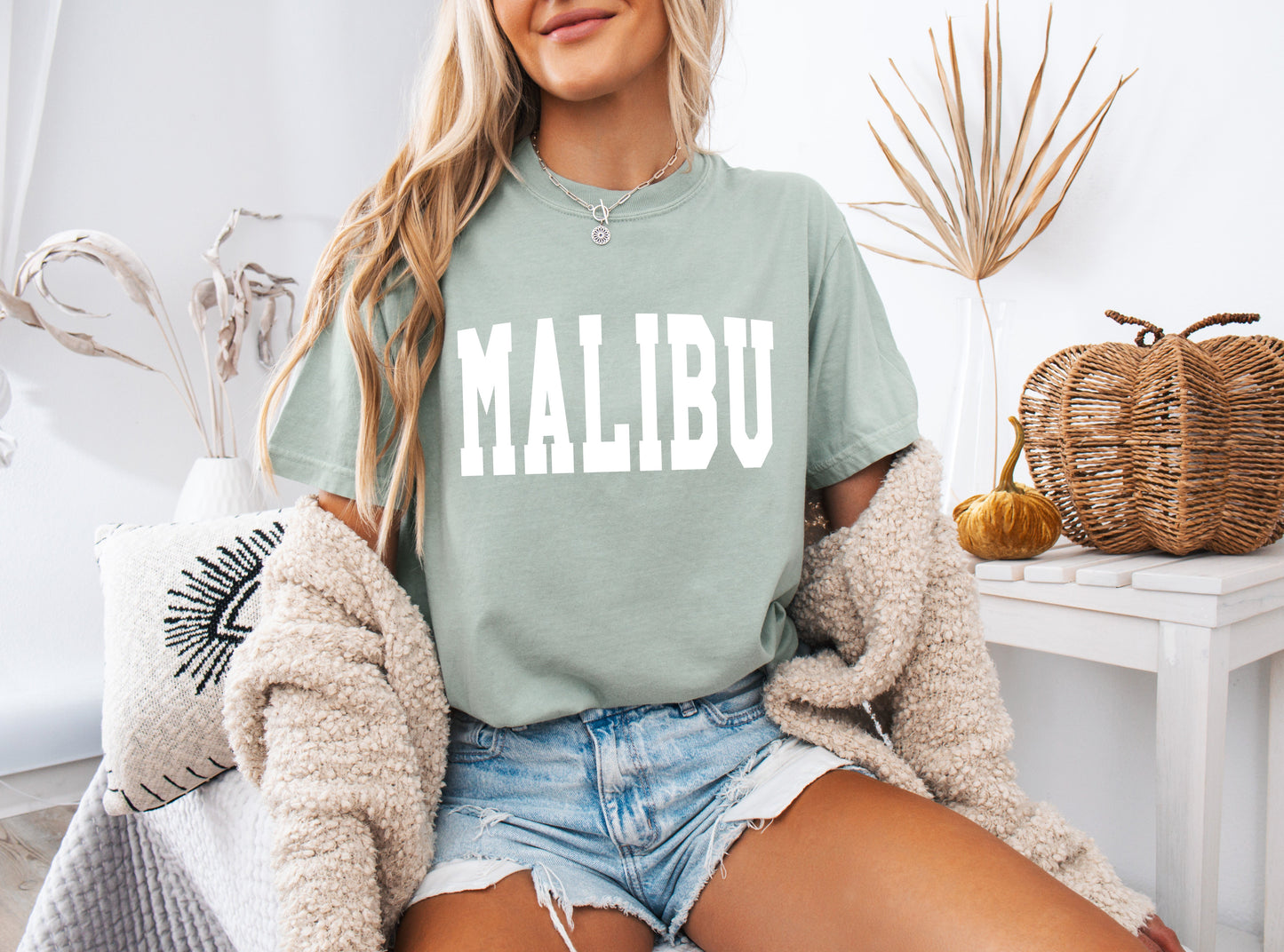 Malibu California State City Comfort Colors T Shirt (Condensed Font)