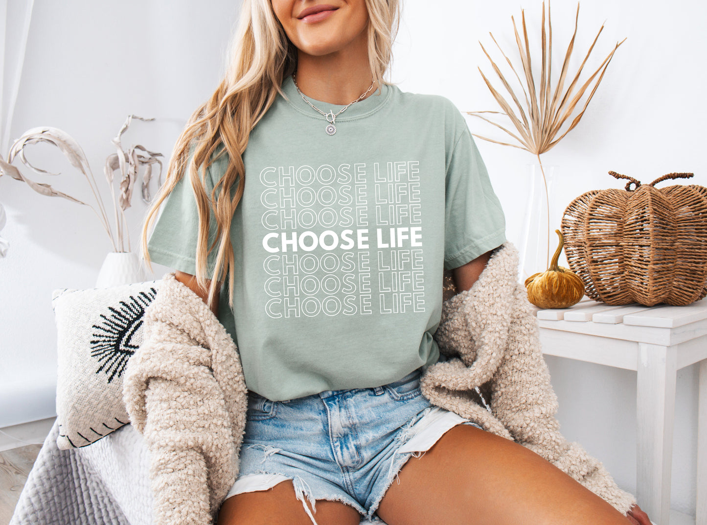 Choose Life Christian Comfort Colors Garment Dyed Christian T Shirt (Repeat)