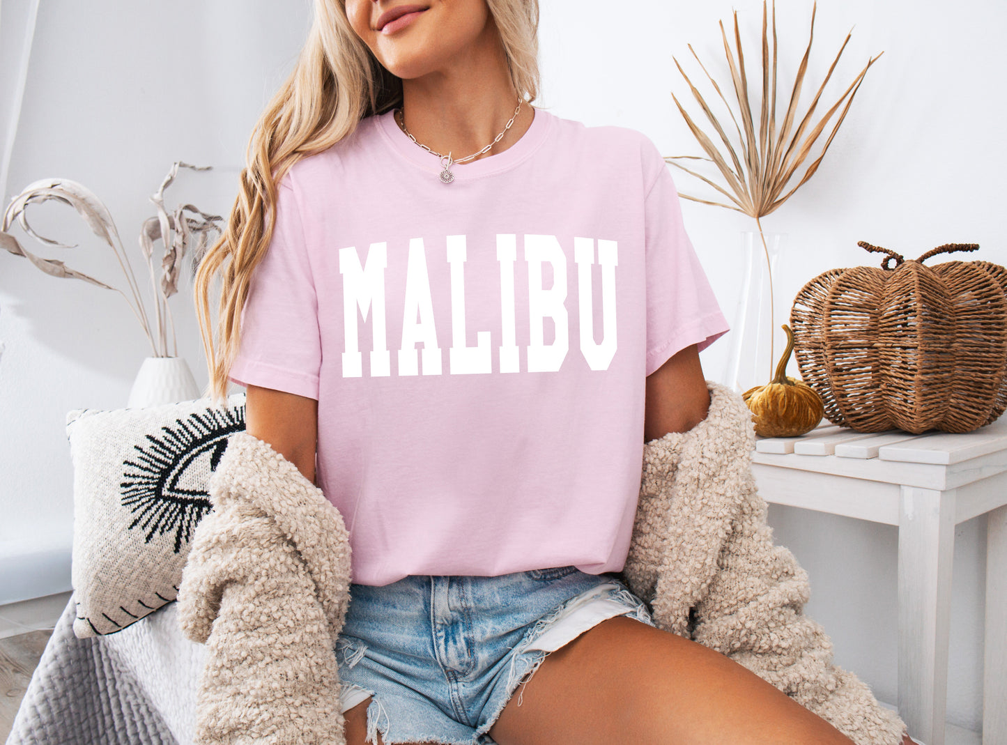 Malibu California State City Comfort Colors T Shirt (Condensed Font)