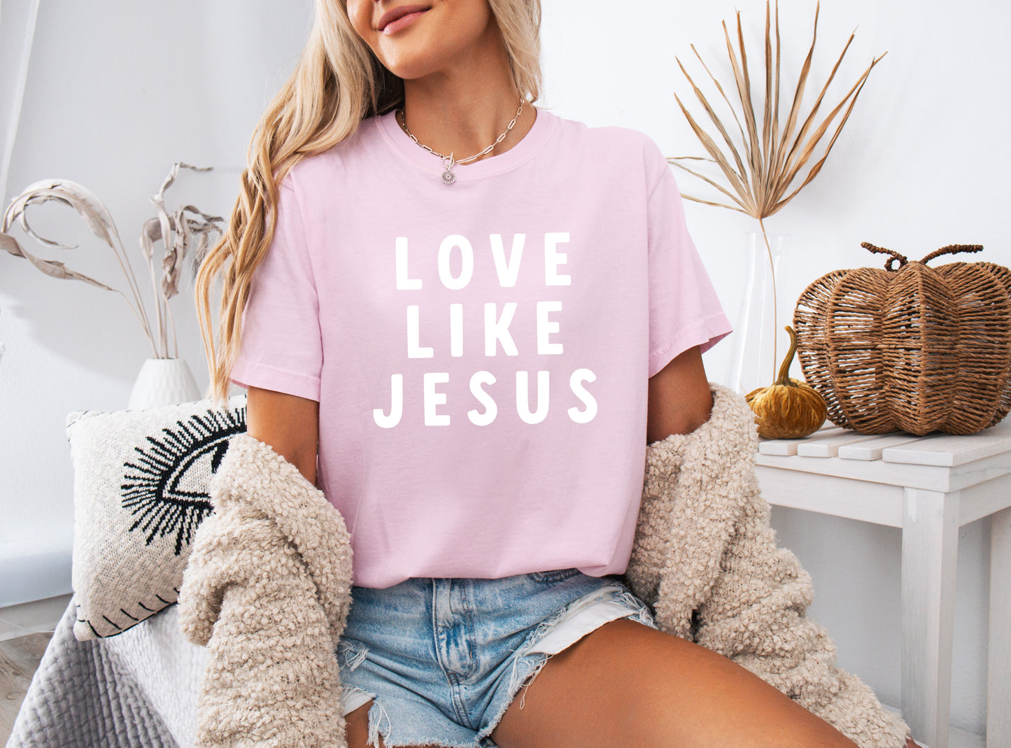 Love Like Jesus Garment Dyed Christian T Shirt (big design)