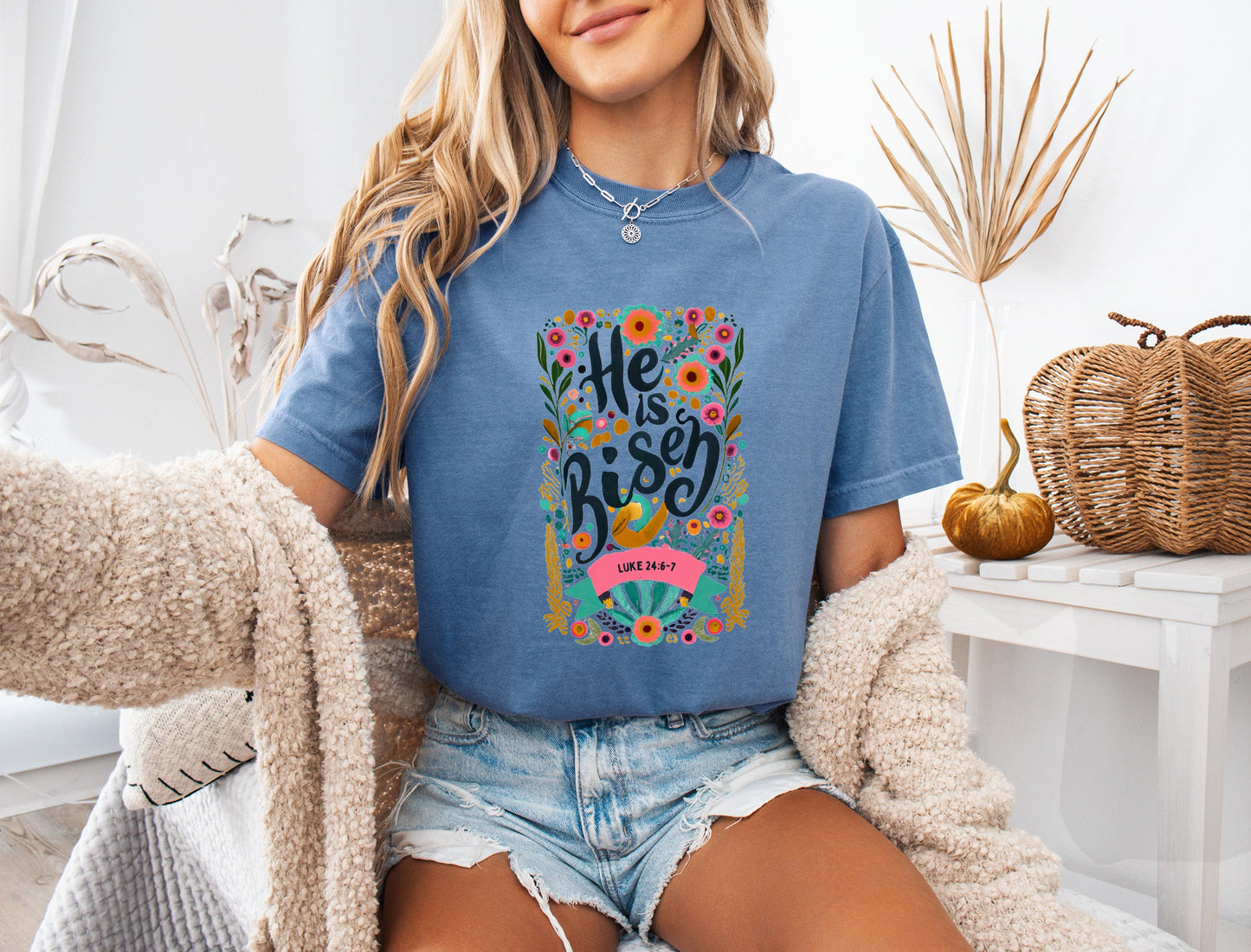 He is Risen Comfort Colors Garment Dyed Christian T Shirt (color)