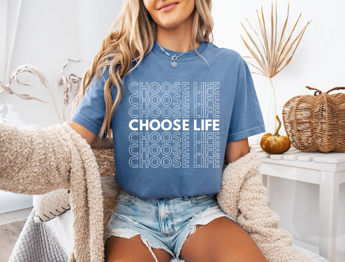 Choose Life Christian Comfort Colors Garment Dyed Christian T Shirt (Repeat)