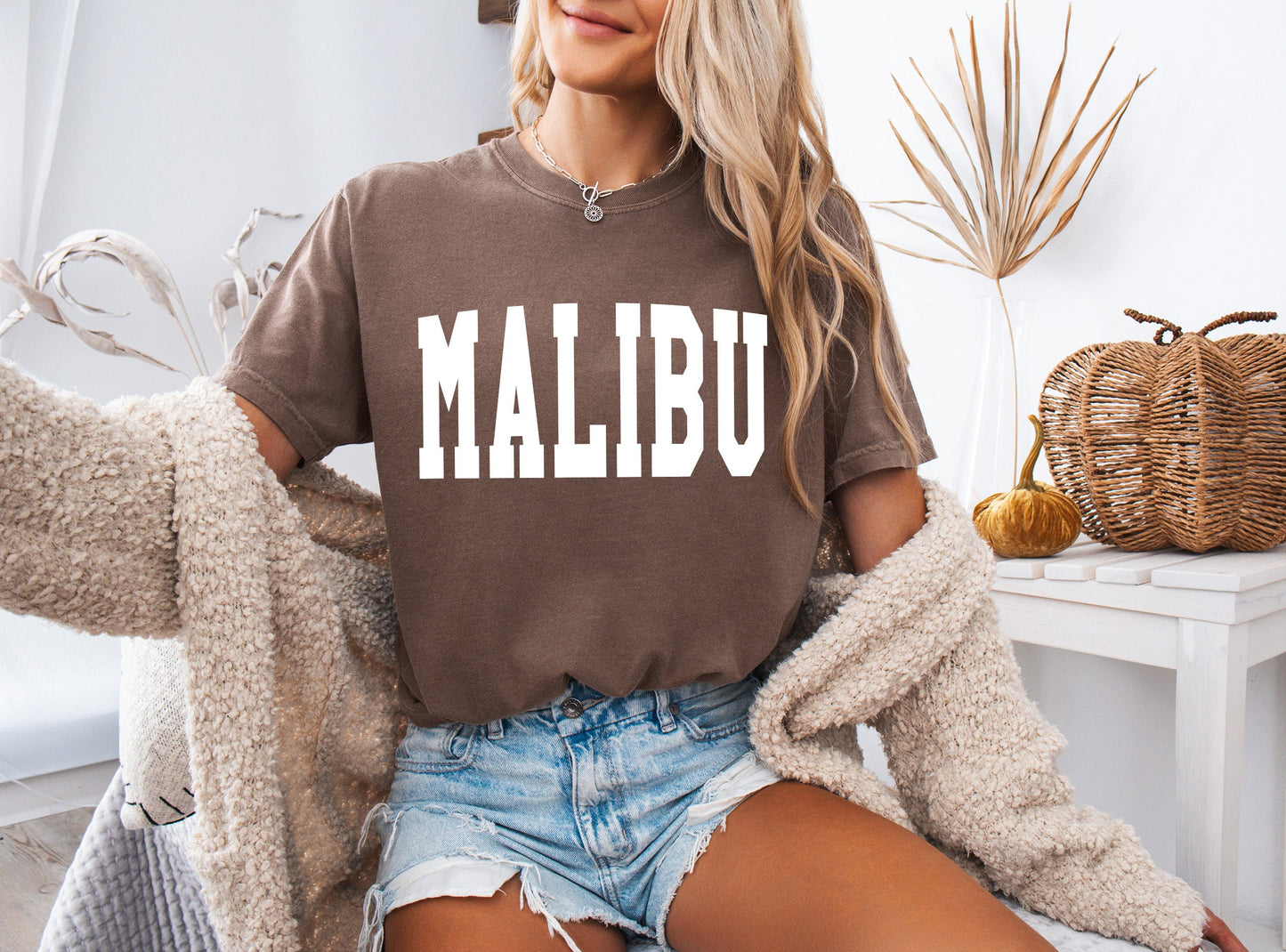 Malibu California State City Comfort Colors T Shirt (Condensed Font)