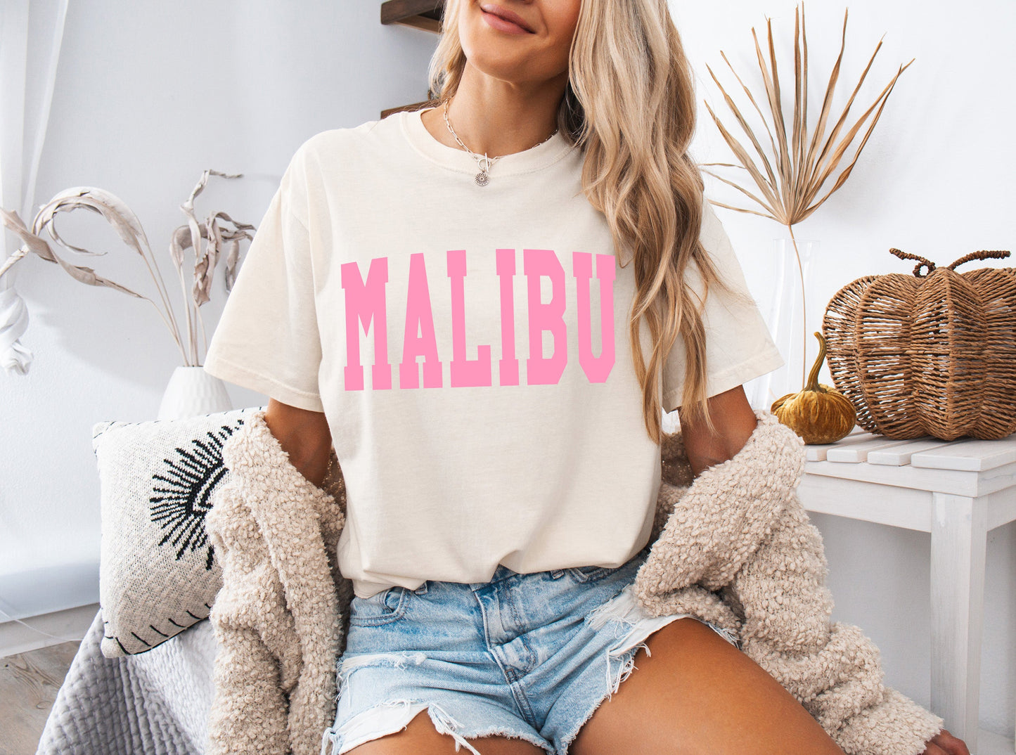 Malibu California State City Comfort Colors T Shirt (Condensed Font)