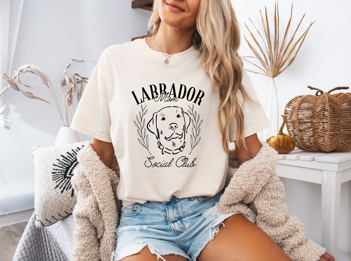 Labrador Mom Social Club Retriever Dog Mom Garment dyed T Shirt