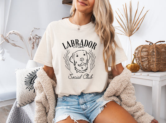 Labrador Mom Social Club Retriever Dog Mom Garment dyed T Shirt