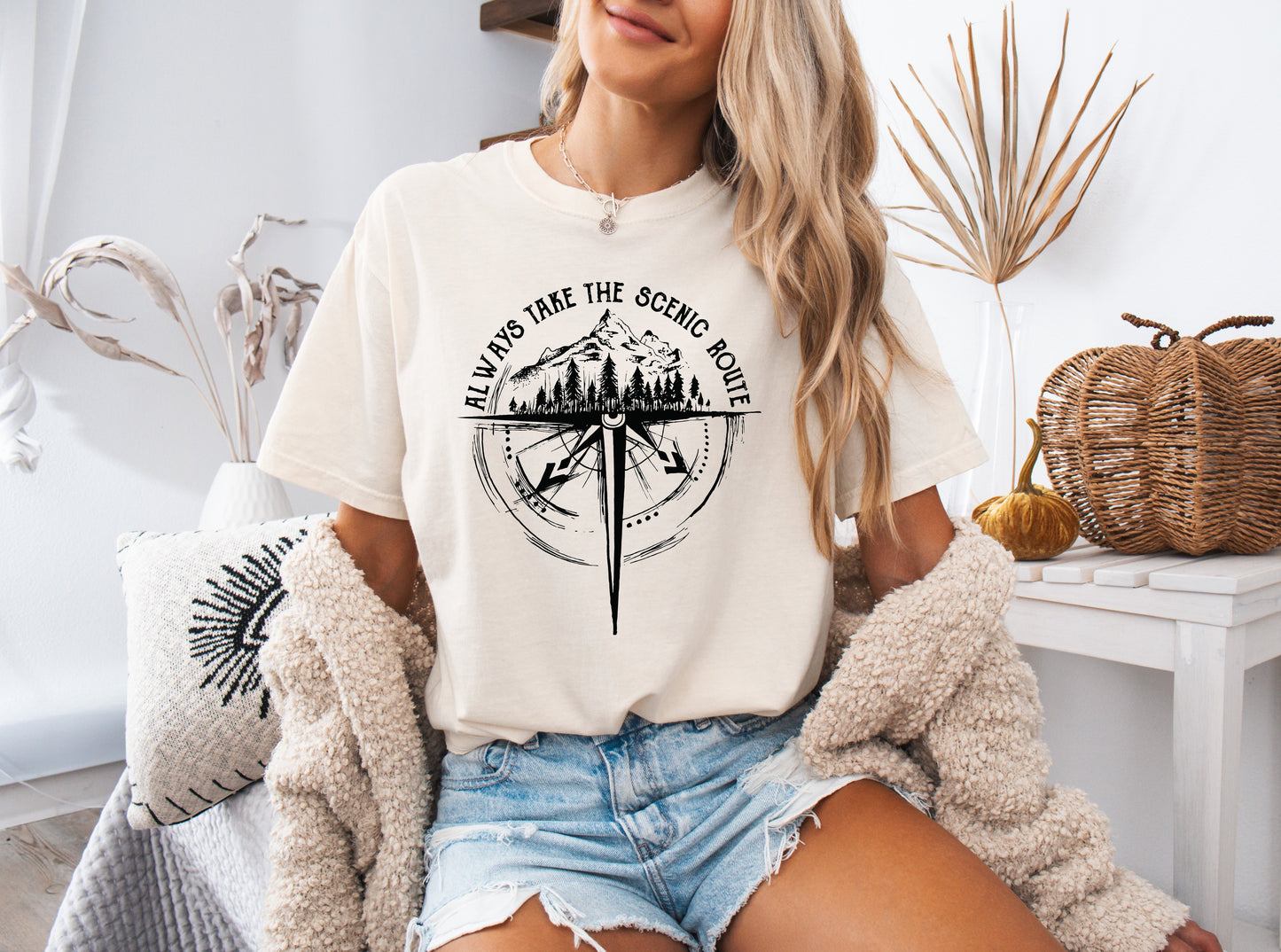 Compass Camping Hiking Mountain Nature Comfort Colors T Shirt