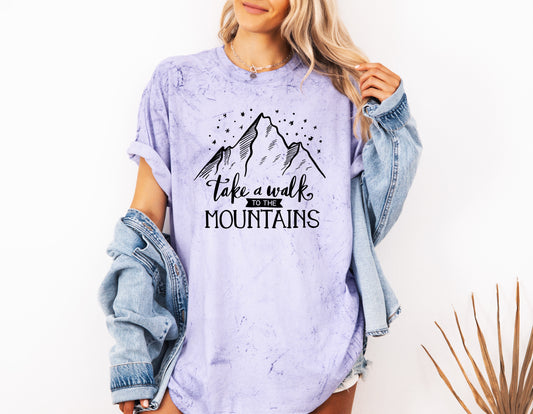 Take a walk to the mountains Camping Hiking Garment Dyed Shirt