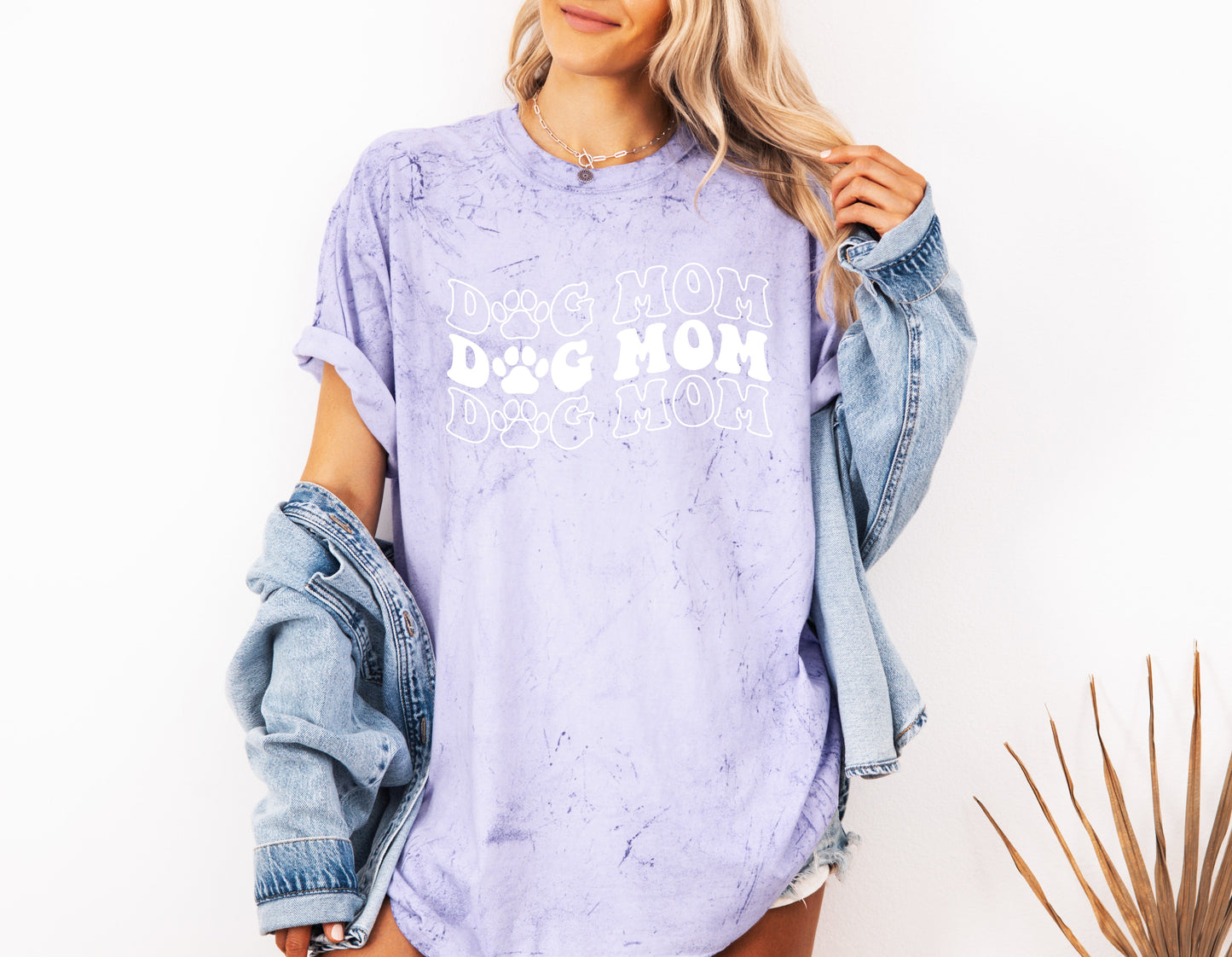 Dog Mom Comfort Colors T Shirt (Groovy repeat font)