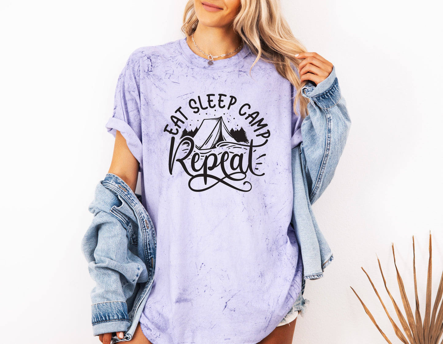 Camping Hiking Mountain Nature Garment Dyed T Shirt