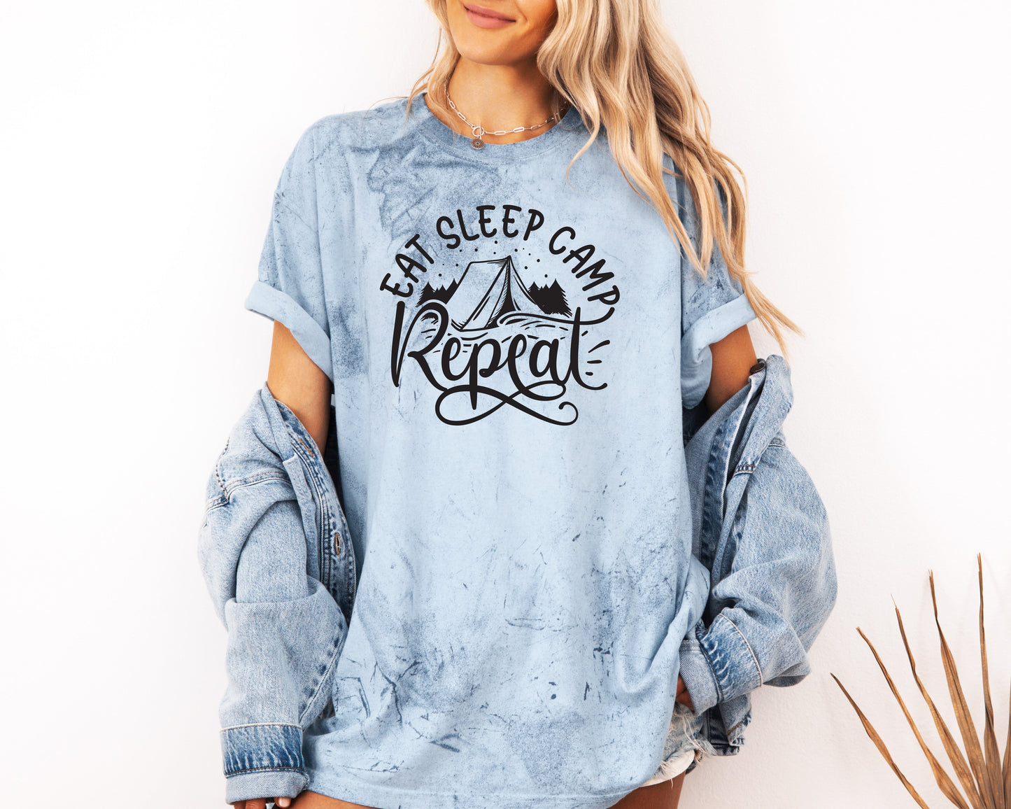 Camping Hiking Mountain Nature Garment Dyed T Shirt