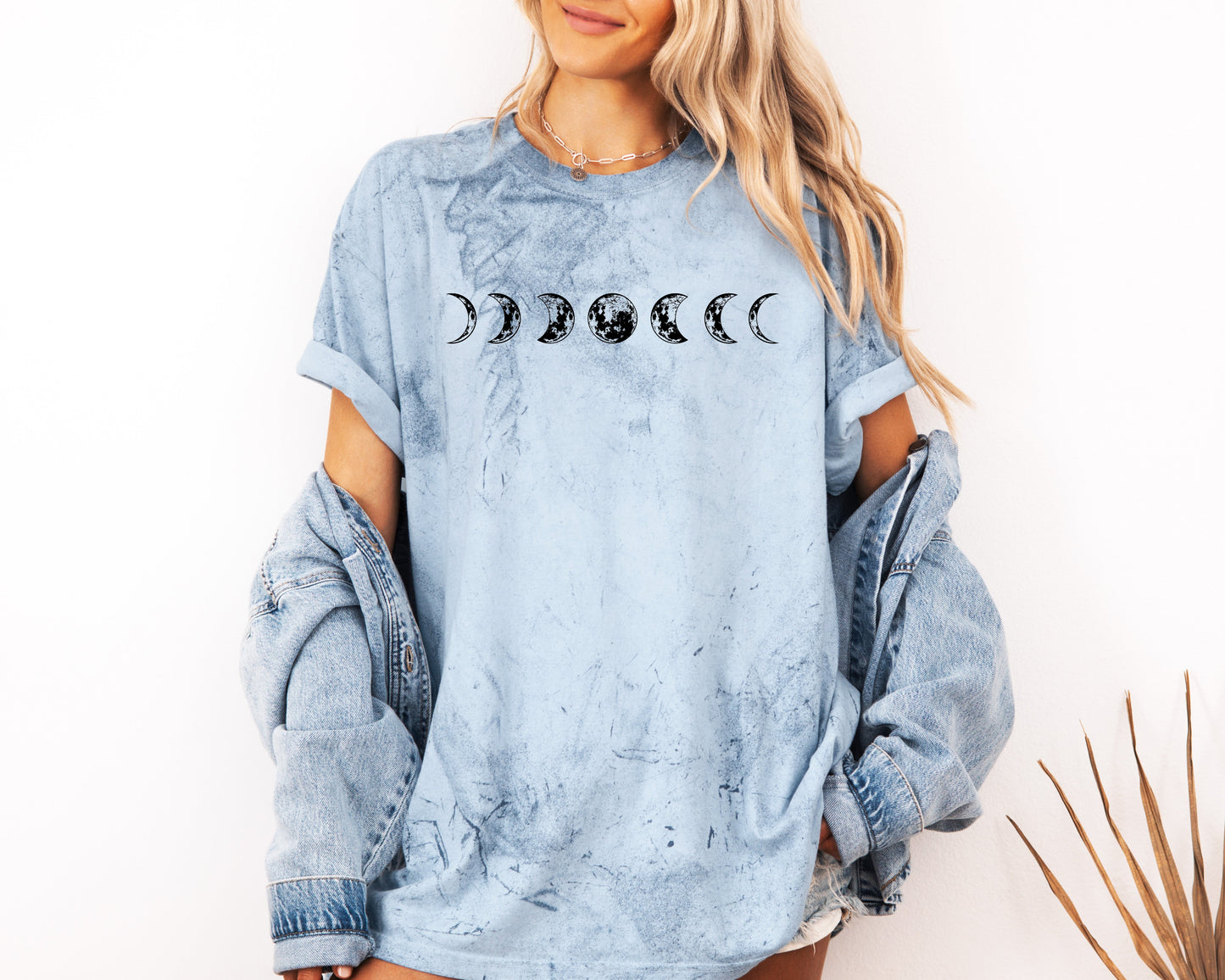 Moon Phase Nature Summer Vacation Camping Garment Dyed T Shirt