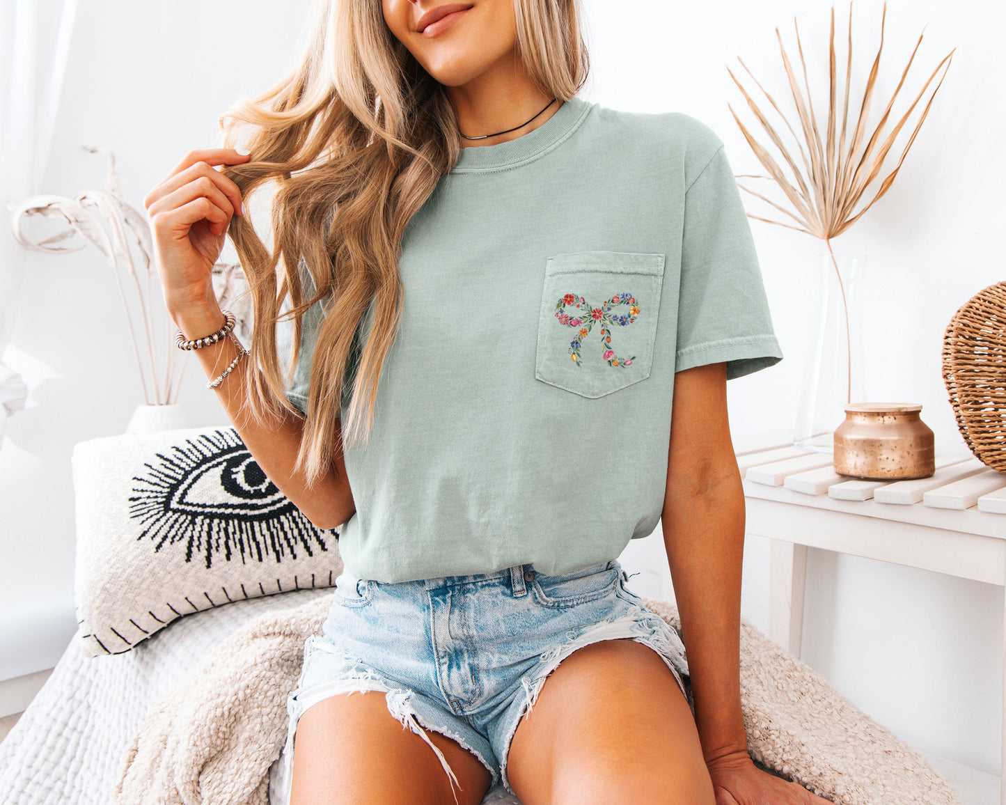 Wildflowers Ribbon Color Botanical Comfort Colors Pocket T Shirt