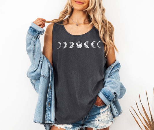 Moon Phase Summer Hiking Camping Vacation Nature Comfort Colors Tank Top