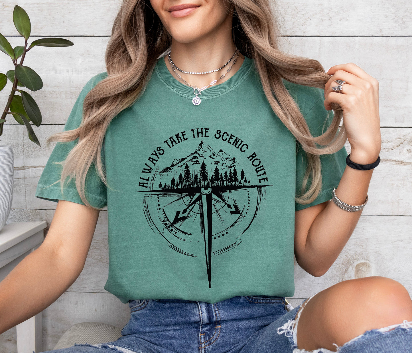 Compass Camping Hiking Mountain Nature Comfort Colors T Shirt